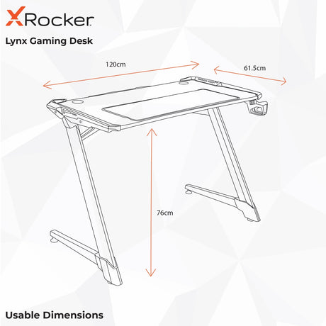 Lynx Aluminium Carbon Gaming Tisch mit LED-Beleuchtung - X Rocker EU