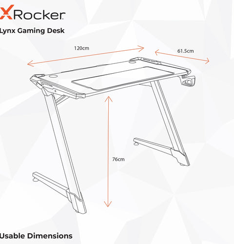 Lynx Aluminium Carbon Gaming Tisch mit LED-Beleuchtung - X Rocker EU