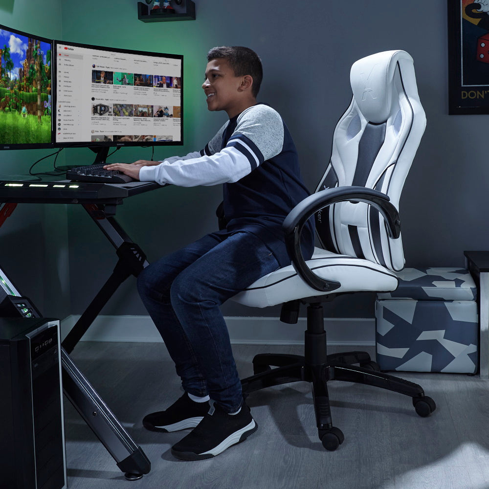 Maverick Gaming Bürostuhl für Teenager - Weiß/Schwarz - X Rocker EU