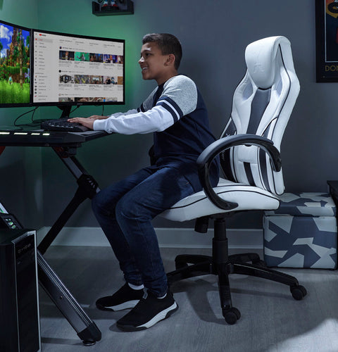 Maverick Gaming Bürostuhl für Teenager - Weiß/Schwarz - X Rocker EU