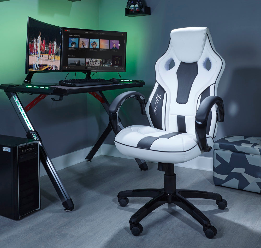 Maverick Gaming Bürostuhl für Teenager - Weiß/Schwarz - X Rocker EU