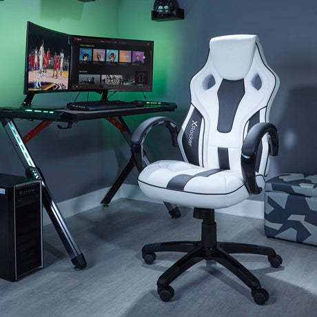 Maverick Gaming Bürostuhl für Teenager - Weiß/Schwarz - X Rocker EU