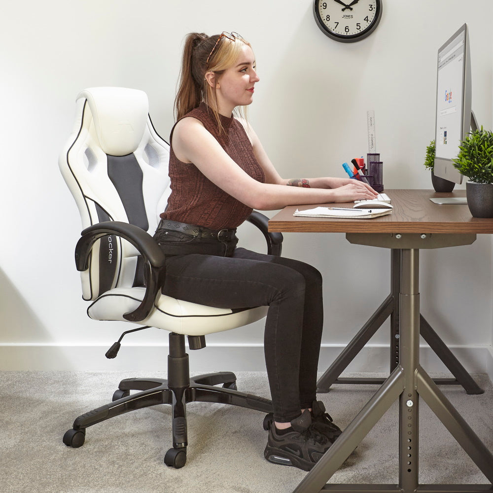 Maverick Gaming Bürostuhl für Teenager - Weiß/Schwarz - X Rocker EU