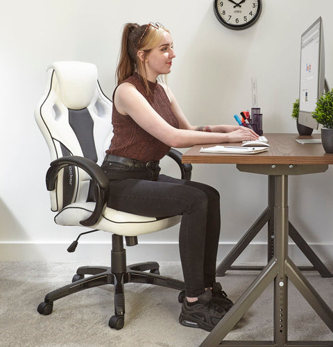 Maverick Gaming Bürostuhl für Teenager - Weiß/Schwarz - X Rocker EU