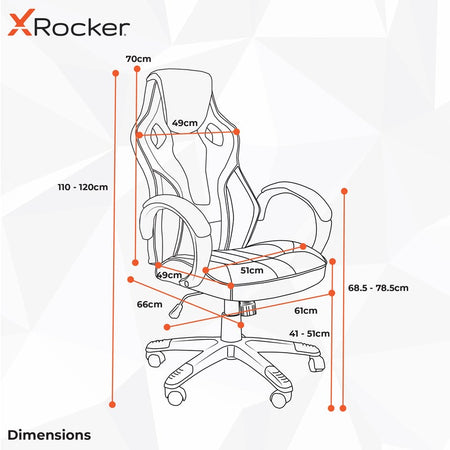 Maverick Gaming Bürostuhl für Teenager - Weiß/Schwarz - X Rocker EU