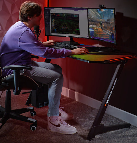 Jaguar Aluminium Carbon Gaming Tisch mit sound-reaktiver RGB-Beleuchtung - X Rocker EU