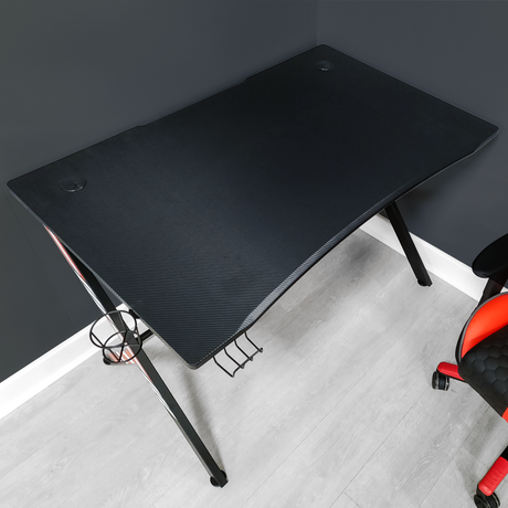 Ocelot Aluminium Carbon Gaming Tisch mit Stickern in Rot & Blau - X Rocker EU