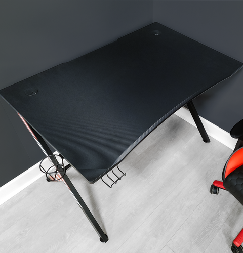 Ocelot Aluminium Carbon Gaming Tisch mit Stickern in Rot & Blau - X Rocker EU