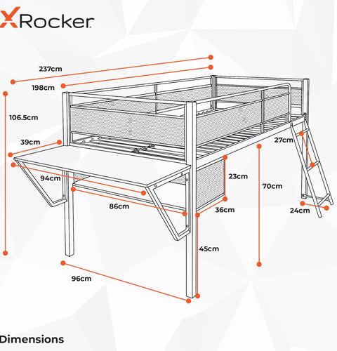 Sanctum Gaming Etagenbett mit Schreibtisch - X Rocker EU