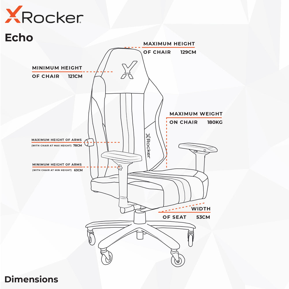 Echo XL ergonomischer Gaming Stuhl belastbar bis 180 kg - Rot/Schwarz
