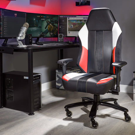 Echo XL ergonomischer Gaming Stuhl belastbar bis 180 kg - Rot/Schwarz