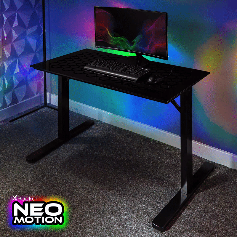 Spectrum RGB Gaming Tisch mit Glasoberfläche & Neo Motion™ RGB Beleuchtung