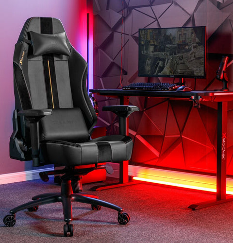 Onyx Moderner Gaming Bürodrehstuhl - Gold - X Rocker EU