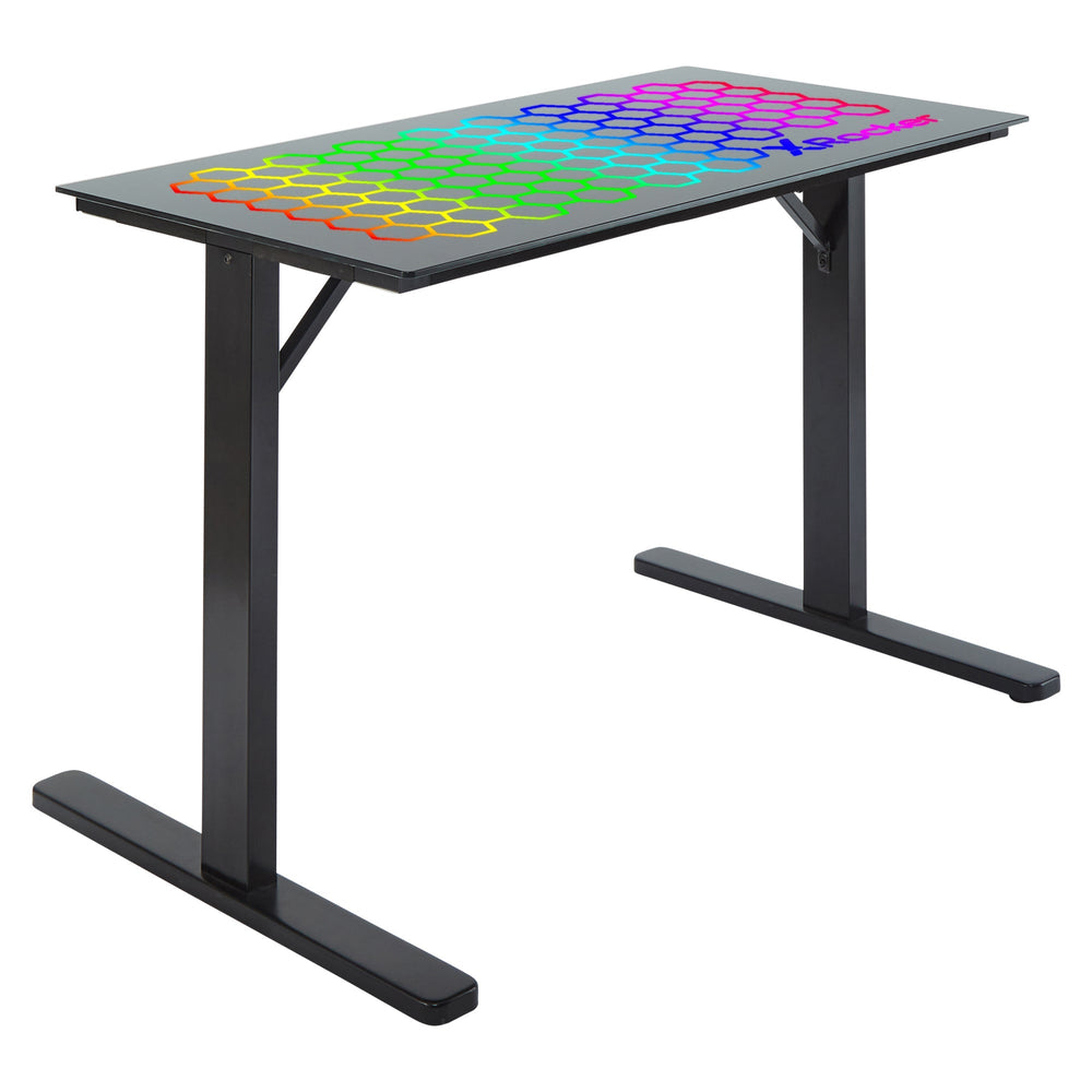 Spectrum RGB Gaming Tisch mit Glasoberfläche & Neo Motion™ RGB Beleuchtung - X Rocker EU