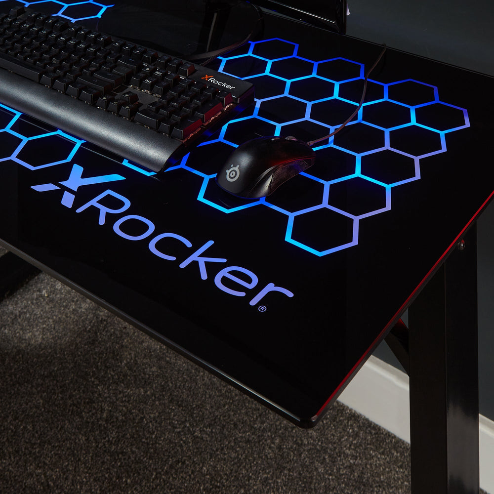 Spectrum RGB Gaming Tisch mit Glasoberfläche & Neo Motion™ RGB Beleuchtung - X Rocker EU