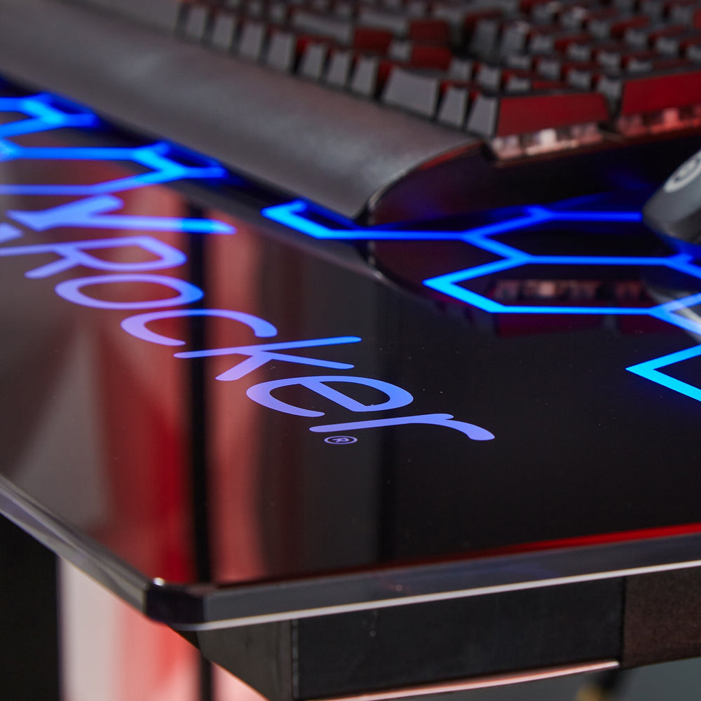 Spectrum RGB Gaming Tisch mit Glasoberfläche & Neo Motion™ RGB Beleuchtung - X Rocker EU
