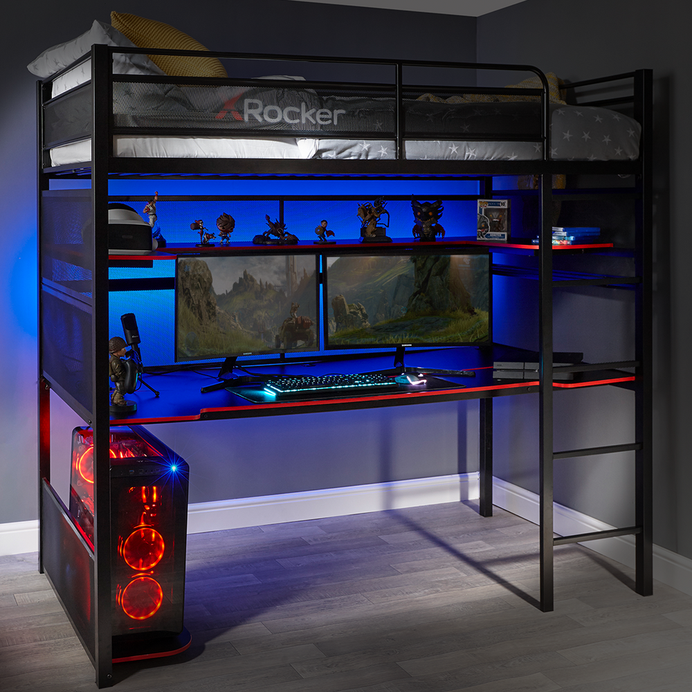 Battlebunk Gaming Hochbett mit XL-Schreibtisch - X Rocker EU